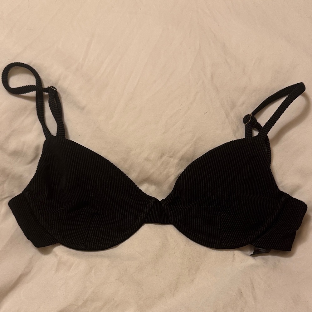 Beach Riot Black Ribbed Bikini Top